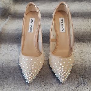 Steve Madden Valan Tan Crystal/Jewel Stilettos